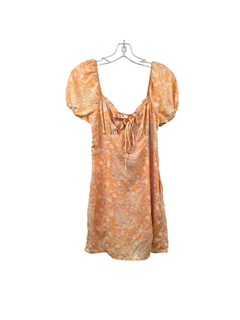 BP. Mini Sundress Off Shoulder Puff Sleeve Orange/Multi Size Medium